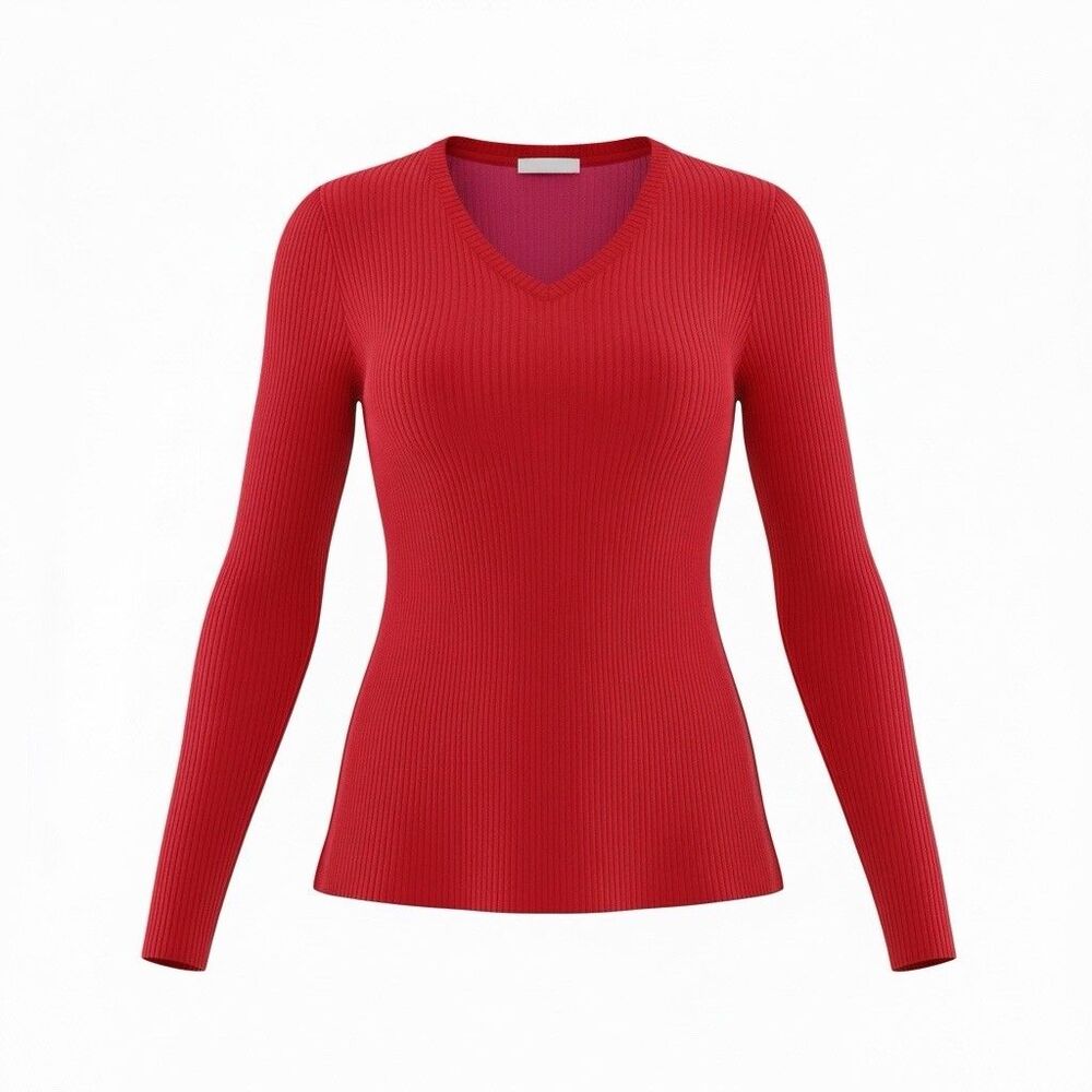 New York & Company Red Ribbed Sweater Women’s Size M